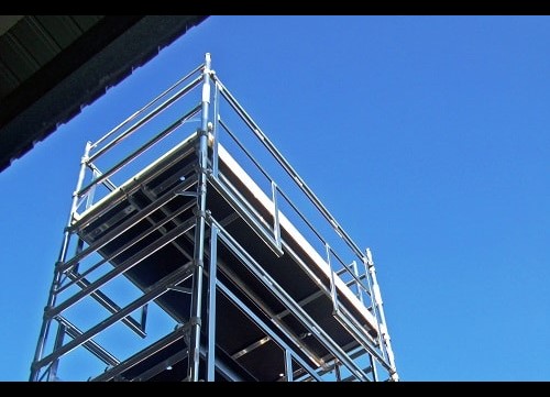Bespoke aluminium scaffold towers can be used to allow people to work safely at height in awkward to reach and very high areas. Photo: PASMA