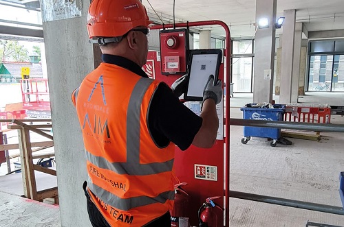 Worker With Hard Hat Tablet